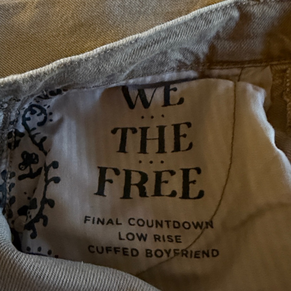 We The Free Beige Cuffed Boyfriend Jeans - Picture 3 of 6